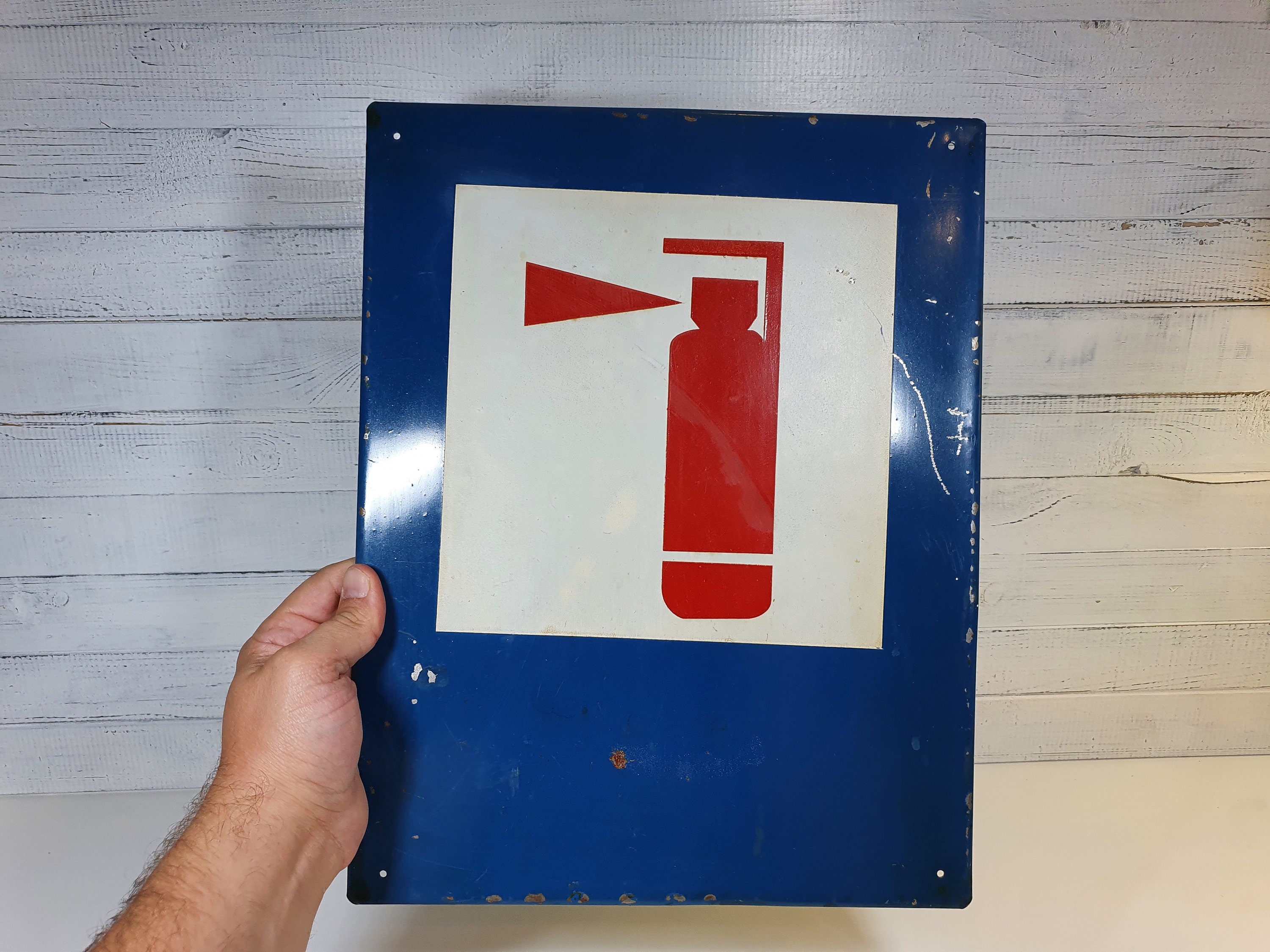 Vintage Safety Sign Fire Extinguisher Tin Sign Industrial Etsy