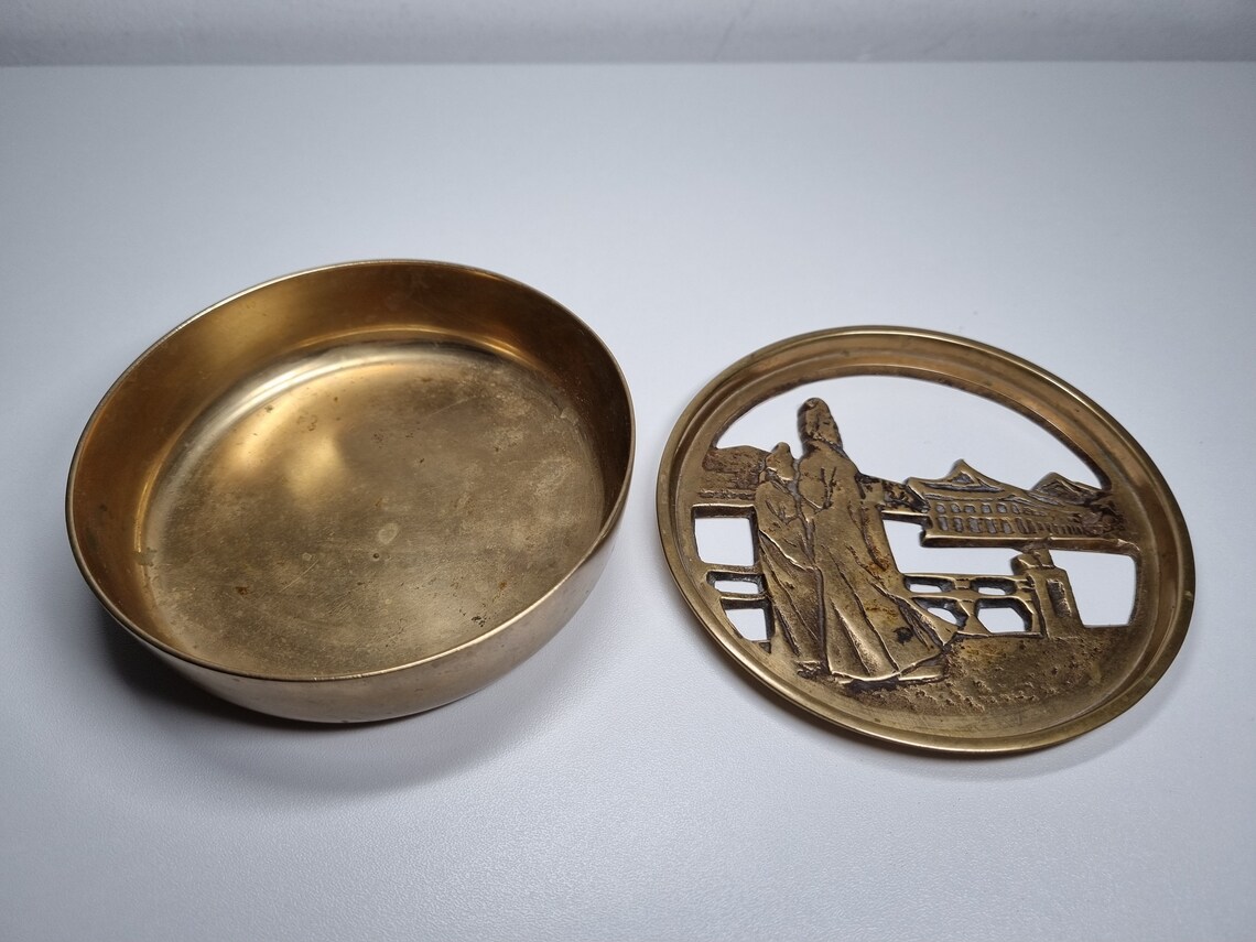 Vintage Korea Brass Ashtray Korean Ash Tray With Removable Etsy
