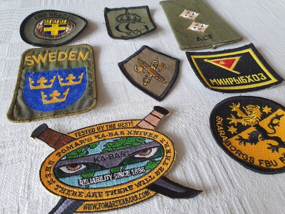 Set of 8 vintage patches, vintage badges, Swedish