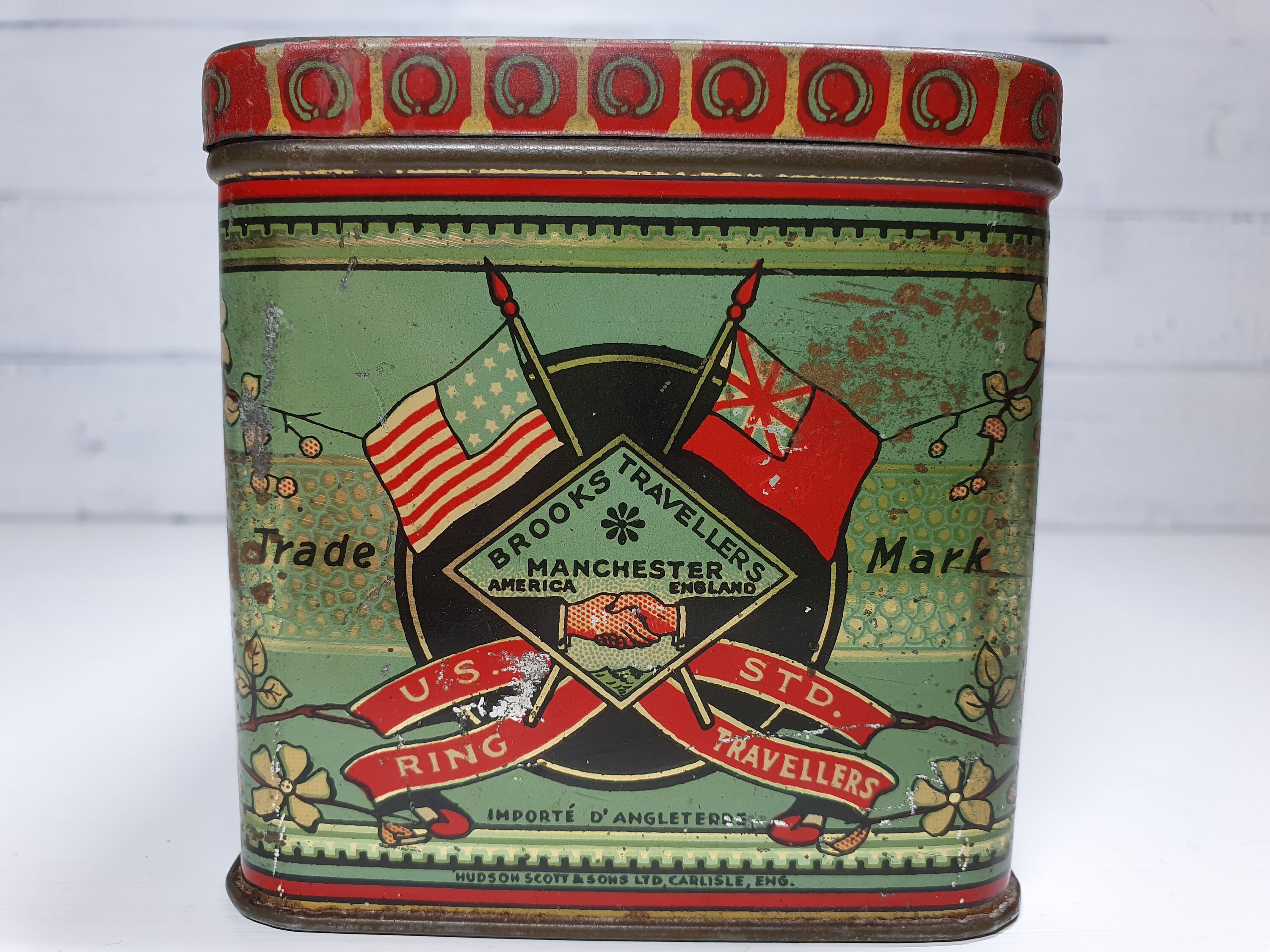 Brooks Ring Traveller Ring Travellers Tin Case From England, Vintage