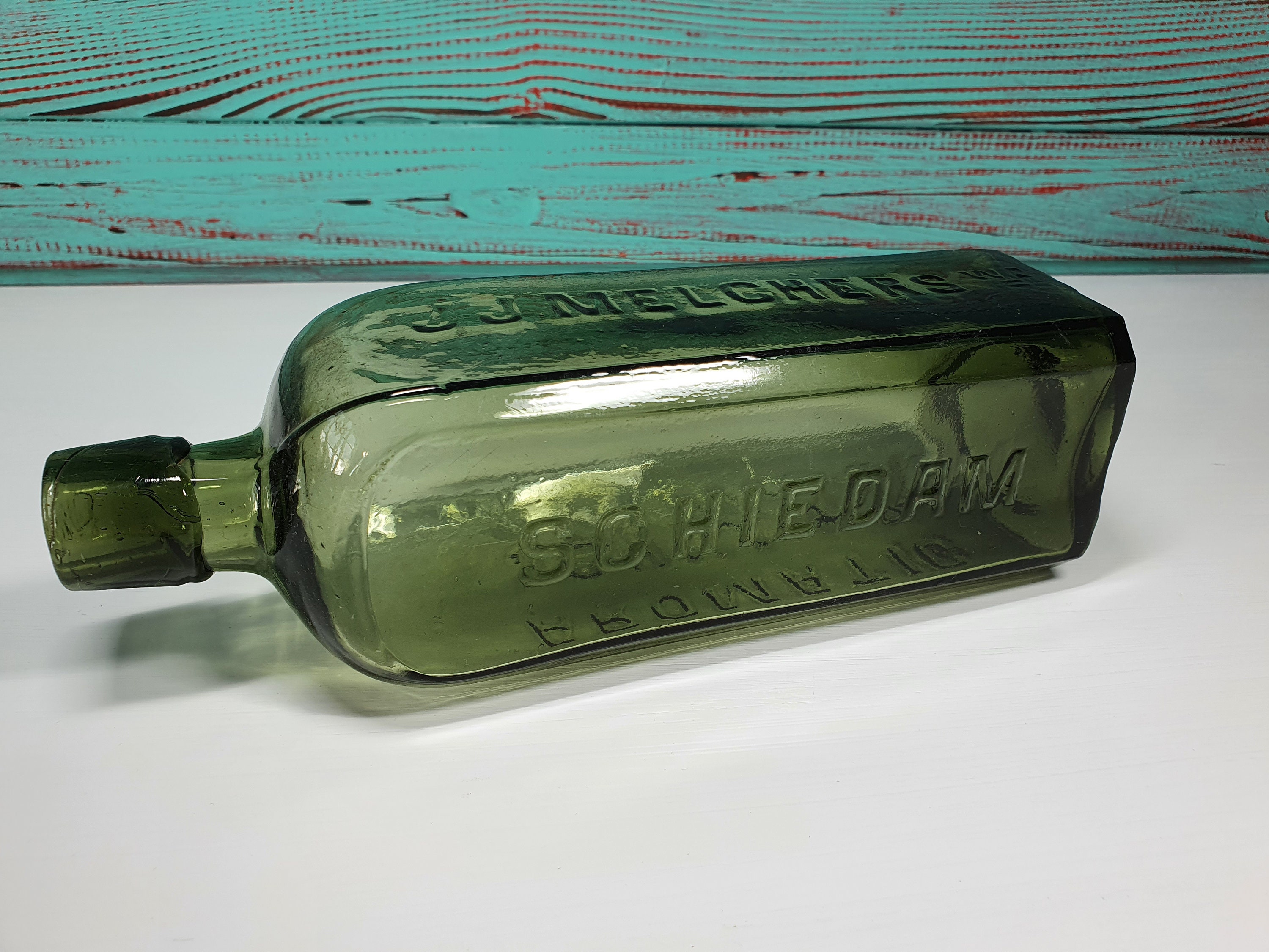 Vintage J.J. Melchers Aromatic Schnapps Bottle Antique Green - Etsy