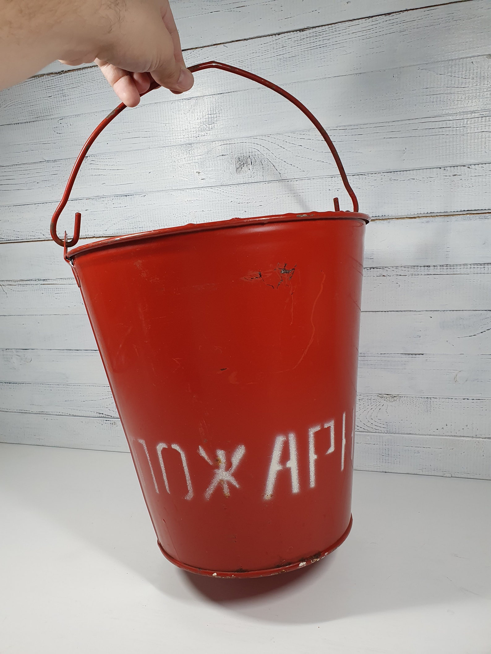 Vintage Fire Bucket Vintage Red Metal Bucket Industrial Etsy