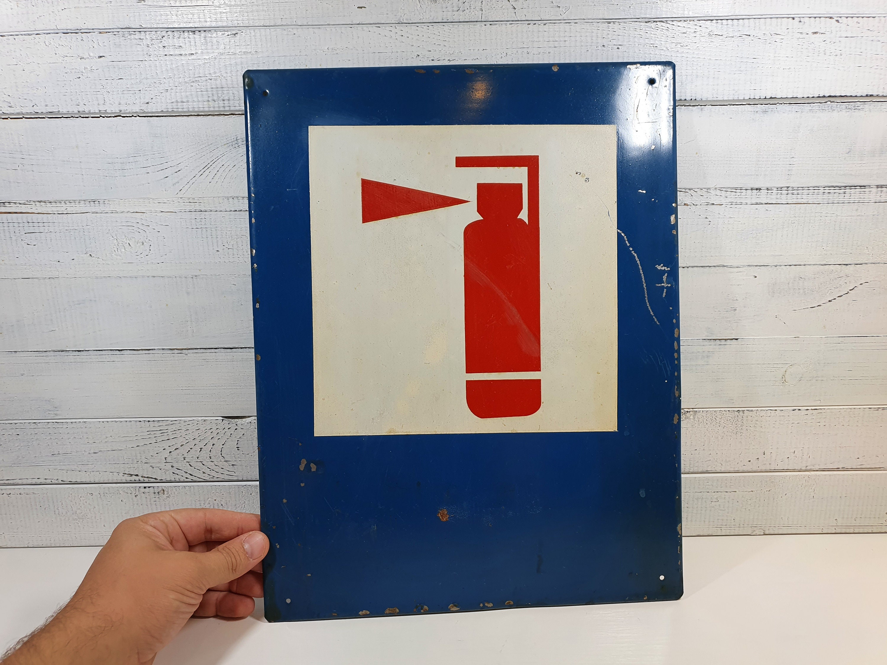 Vintage Safety Sign Fire Extinguisher Tin Sign Industrial Etsy