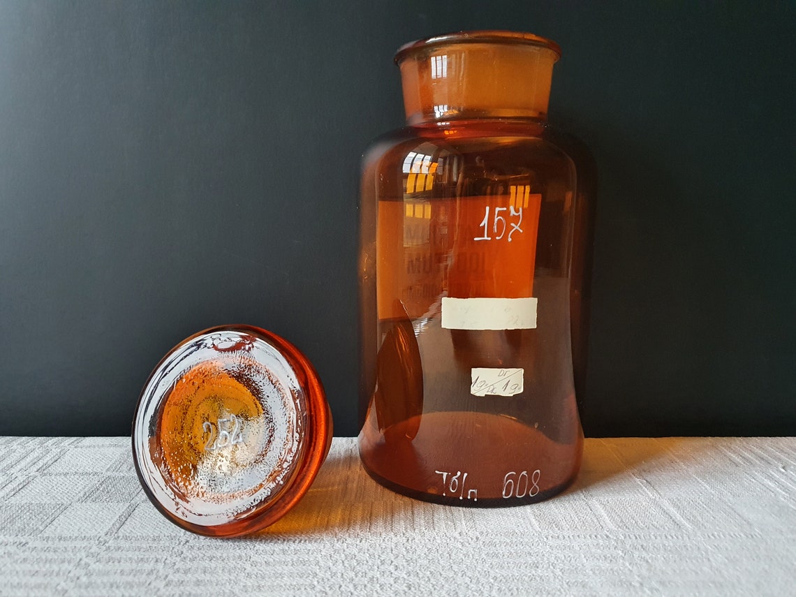 Vintage Pharmacy Jars Brown Glass Jar Apothecary Bottles | Etsy