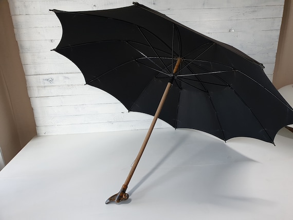 Vintage Umbrella, Working Antique Umbrella, Black