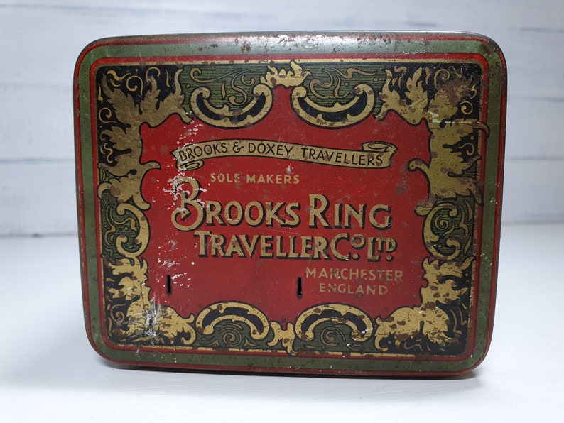 Brooks Ring Traveller Ring Travellers Tin Case From England, Vintage
