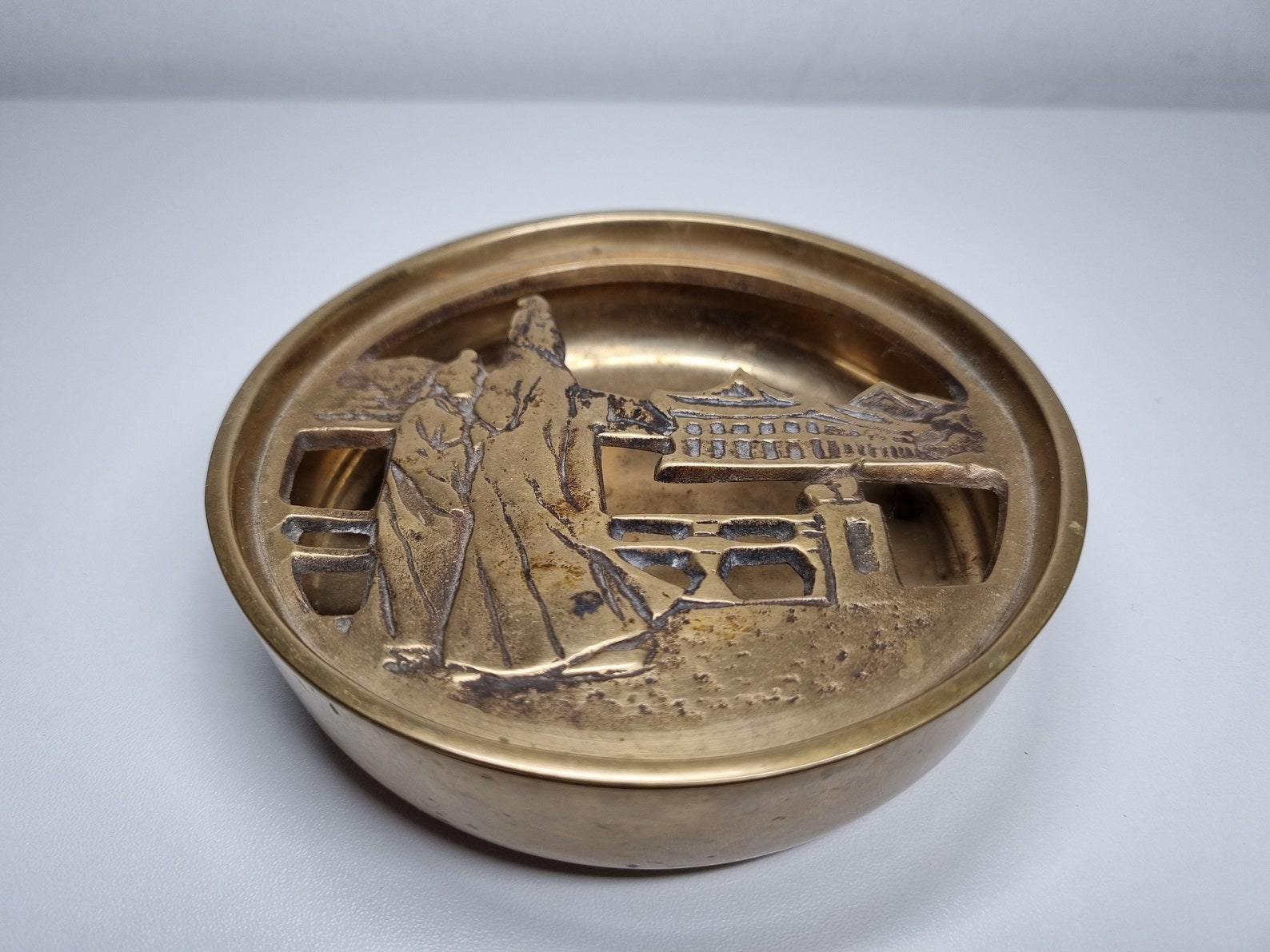 Vintage Korea Brass Ashtray Korean Ash Tray With Removable Etsy
