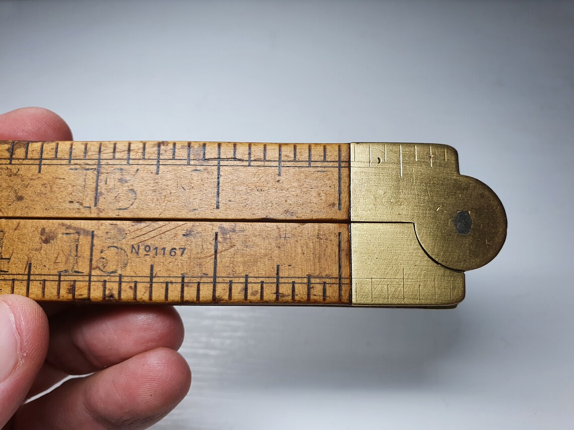Rabone & Sons Folding Ruler Wood and Brass Metal Ruler Etsy