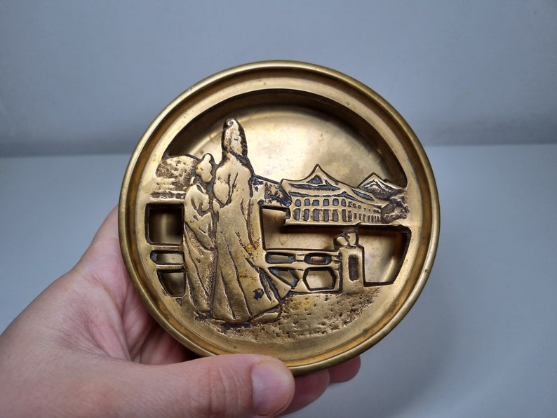 Vintage Korea Brass Ashtray Korean Ash Tray With Removable Etsy