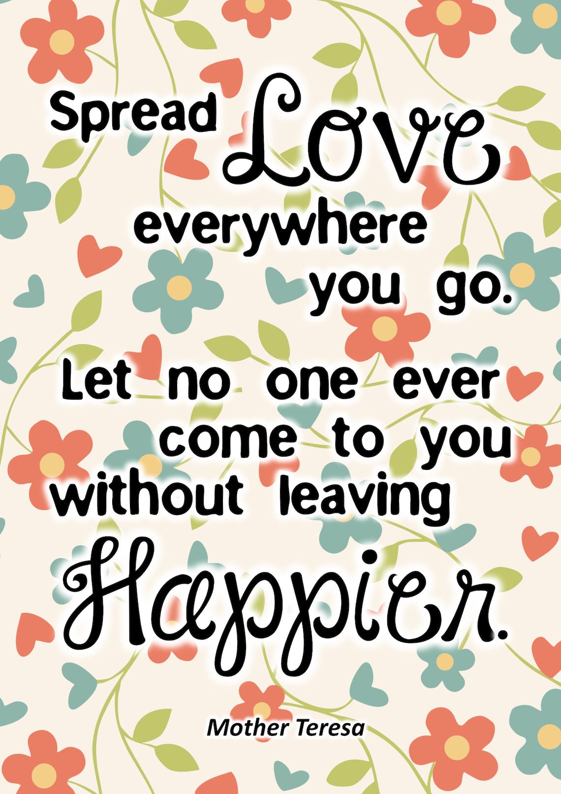 Mother Teresa Quote Printable Wall Art A3, A4, A5 
