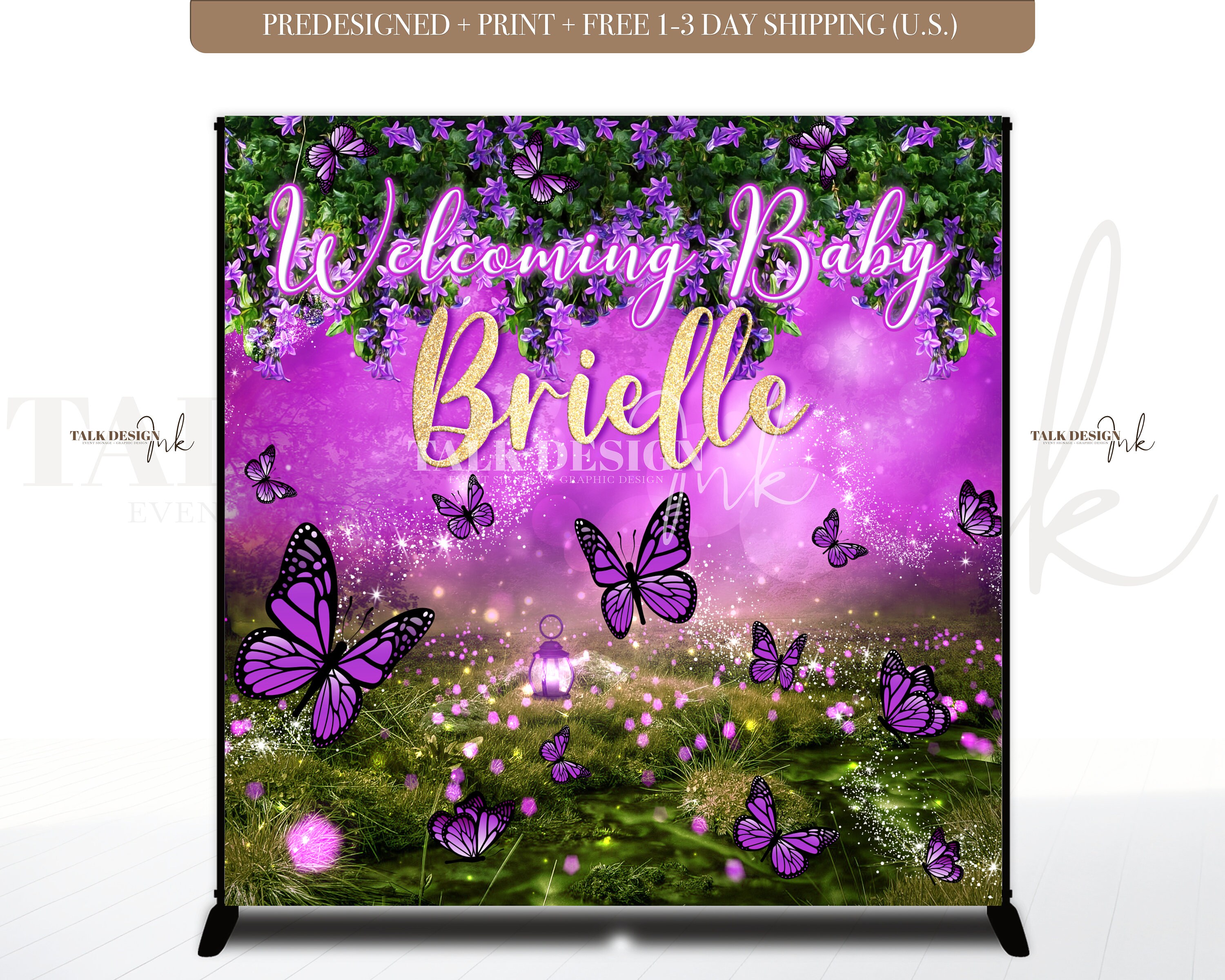 Butterfly Baby Shower Sign Butterfly Backdrop Custom Butterfly Backdrop Butterfly Baby Shower Decorations