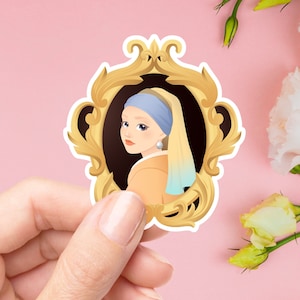 Girl with a Pearl Earring, Sticker, Vermeer, Cute Art, Bullet journal sticker, Scrapbook sticker