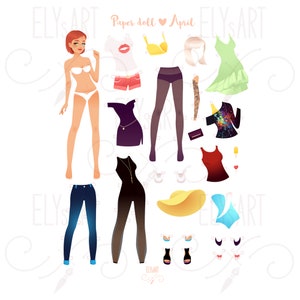 Printable paper doll - fashion clipart - girl clipart - paper doll clipart - clothing clip art - instant download - digital file