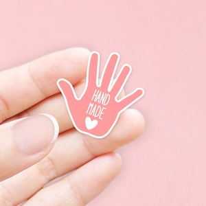 Handmade Sticker - Handmade with love stickers - Made With Love Label - Made With Love Sticker - Happy Mail Sticker - Hand palm sticker