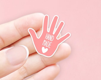 Handmade Sticker - Handmade with love stickers - Made With Love Label - Made With Love Sticker - Happy Mail Sticker - Hand palm sticker