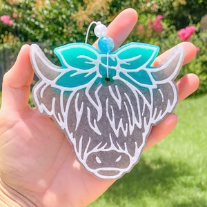 Highland Cow With Bow Car Air freshener