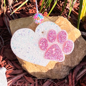 Heart with Paw Car Freshie, Paw Print Freshie, Car Air Freshener