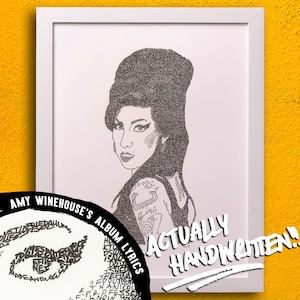 Amy Winehouse - Back In Black - Handwritten Album Lyrics Poster Art