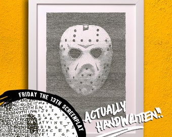 Jason Voorhees - Friday The 13th - Handwritten Screenplay Poster Art