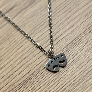 Theatre Gift • Drama Teacher Gift • Theatre Mask  • Actor Gift • Broadway • Drama Student • Comedy Tragedy Mask Stainless Steel Necklace