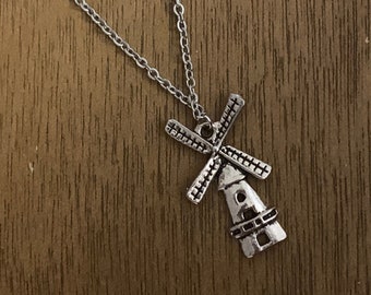 Windmill Necklace • Silver Windmill Charm Necklace • Travel Gift • Travel Necklace • Europe Necklace • Holland Gift • Netherlands Gift