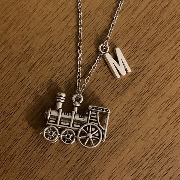 Initial Train Necklace • Steam Train • Train Charm • Stainless Steel • Engineer Gift • Steam Engine • Railroad • Train Lover • Personalized