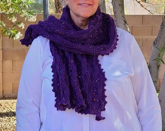 Crocheted purple shawl