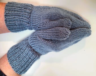 Handschuhe Erwachsene stricken Acryl/Alpaka-Mischung dusty blue