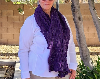 Gehaakte paarse sjaal
