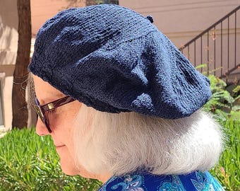 Gebreide baret van gerecycled denim