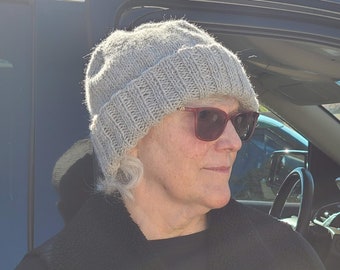 Knit hat undyed alpaca wool