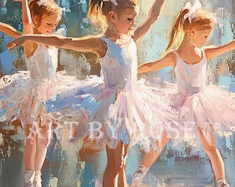 スタジオで踊る女の子のバレリーナの絵画の壁アート デジタル