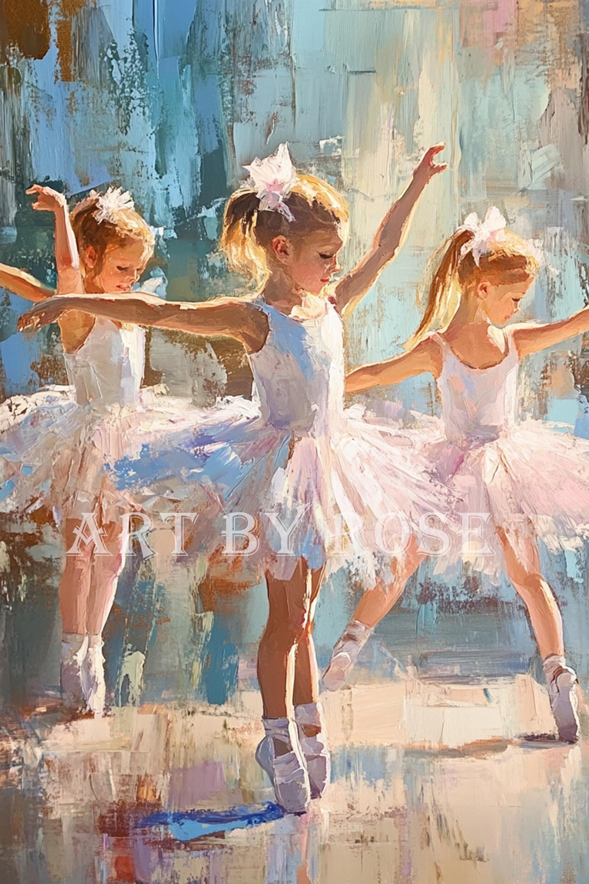 スタジオで踊る女の子のバレリーナの絵画の壁アート デジタル