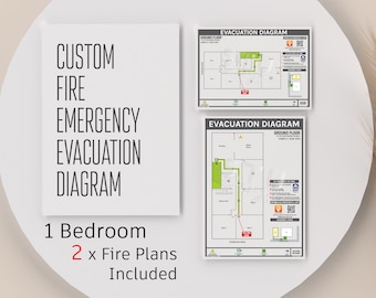 1 Bedroom Package [2 Diagrams] - Airbnb/STRA Fire Plan | Custom Fire Emergency Evacuation Diagram AUS Standard | Floor Plan | Fire Diagram |