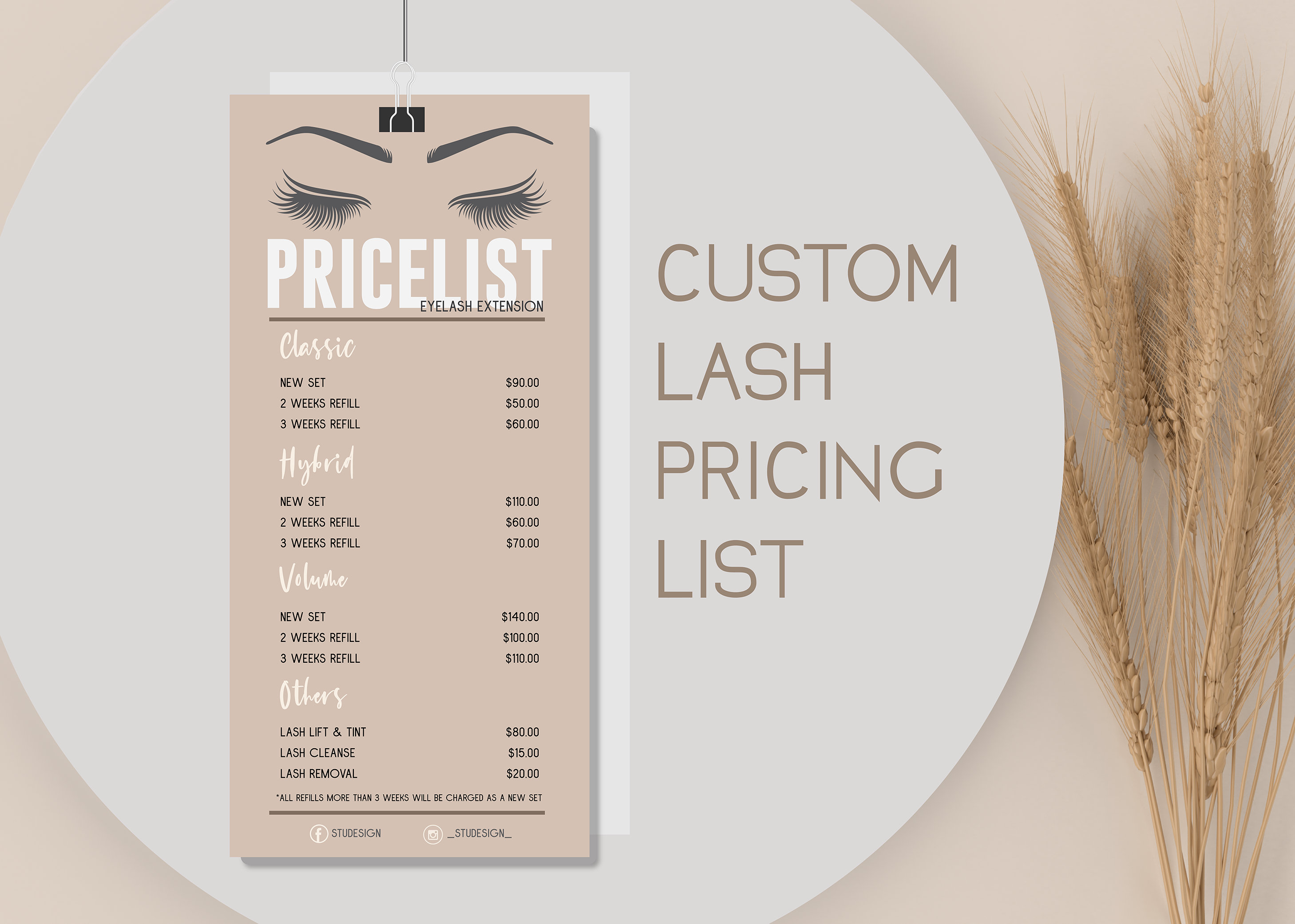 Custom Eyelash Extension Price List Etsy