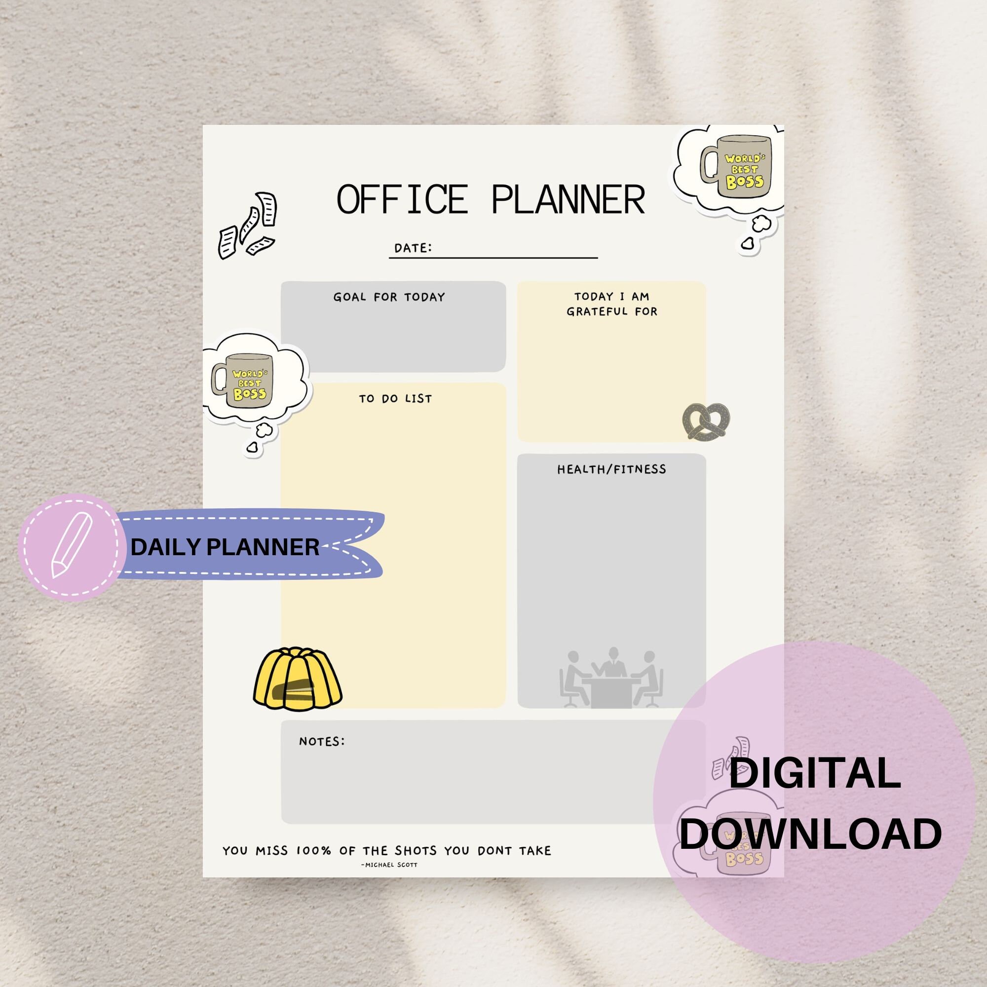 The Office Daily Planner Printable, Digital Download, Todo List
