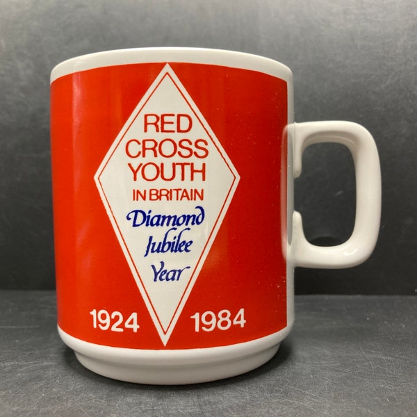 Vintage 1984 Hornsea Red Cross in Britain Diamond Jubilee Year 1924-1984 ceramic mug made in England