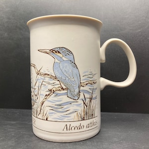 Vintage Dunoon Kingfisher Alcedo atthis Bird stoneware mug made in Scotland