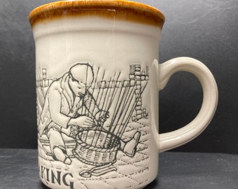 Vintage Biltons Basket Making embossed ceramic mug made in England