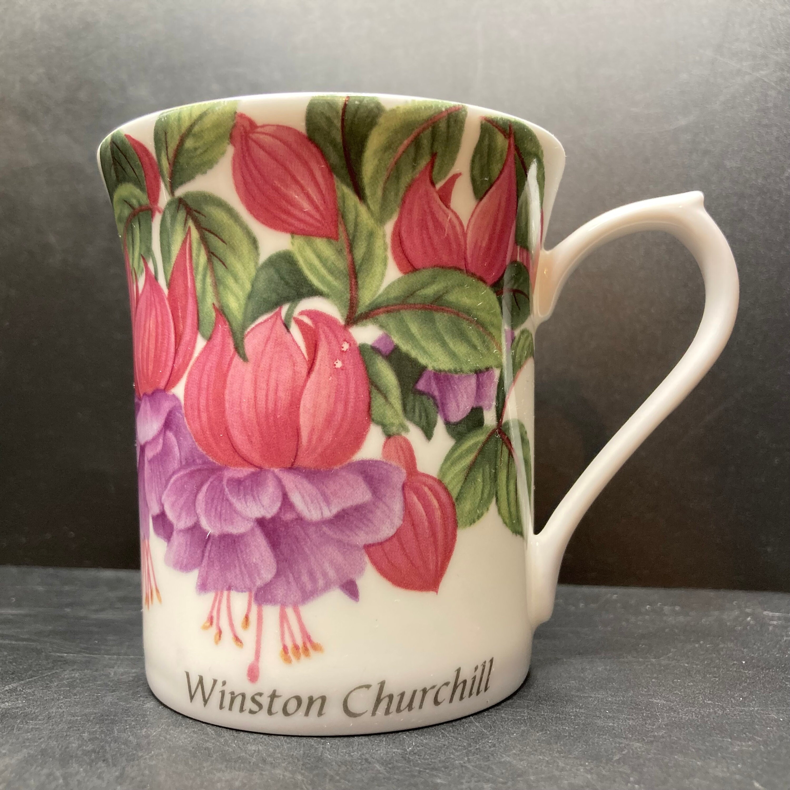 Vintage Queens Winston Churchill Fuchsias Floral Fine Bone China Mug