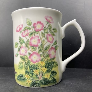 Vintage Fenton China Company Wildflowers Bee and Sparrow English bone china mug