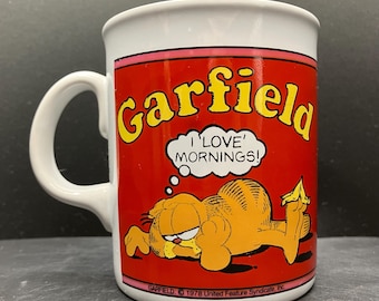 Vintage 1978 Garfield I 'love' Mornings! Ceramic Mug Jim Davis