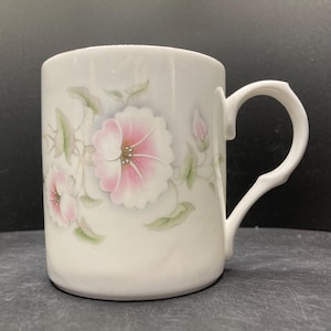 Vintage Crown Trent Pink Bindweed Morning Glory Floral SMALL Fine Bone China Mug Made in Staffordshire England