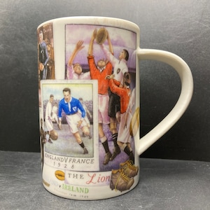 Vintage Dunoon Sporting Classics Rugby Union stoneware mug Richard Partis made in Scotland