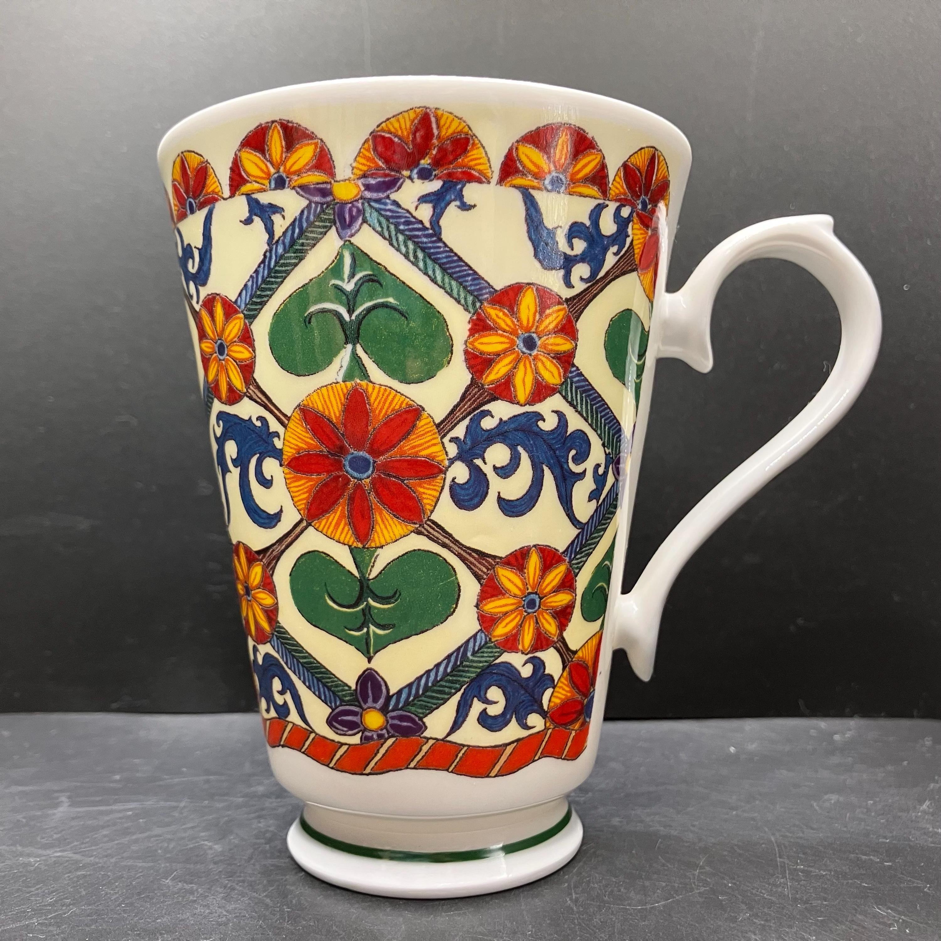 古代朝鮮　厚手盃　トヒチ　w8㎝ 東S8-0520☆2F Vintage 1996 Roy Kirkham Acacia Floral Fine Bone China Conical