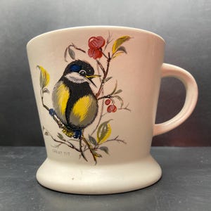 Vintage Exeter Keramik Talgoxe Sittande på Kvist Handmålad Keramisk Mugg Tillverkad i Devon England *Skadad*