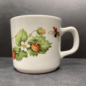 Vintage Libelle Strawberry Plant and Ladybird small porcelain mug Marjolein Bastin J & G Meakin Wedgwood