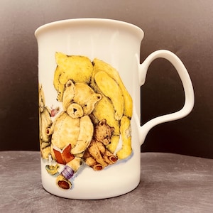Caneca vintage de porcelana fina Roy Kirkham de 1992: Ursos de pelúcia cochilando