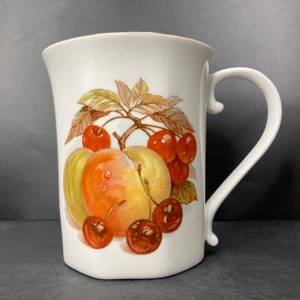 Vintage Staffordshire Porcelain China Peaches Cherries and Walnuts fine bone china mug made in England