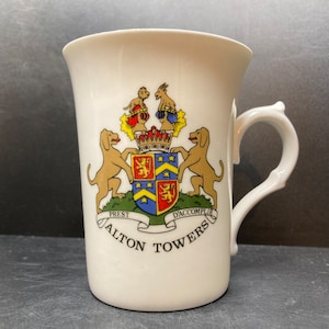 Vintage Alton Towers Coat of Arms Staffordshire English fine bone china mug Finsbury China made in England